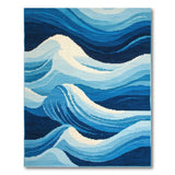Geometric Modern Abstract Blue Waves Area Rug