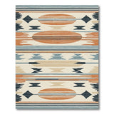 Southwestern Teal Navy Orange Geometric Rug