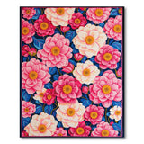 Vibrant Pink White Peony Floral Area Rug