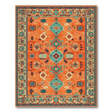 Burnt Orange Geometric Heritage Tribal Area Rug