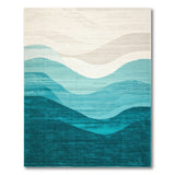 Blue and Teal Teal Ombre Wave Abstract Area Rug