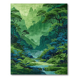 Misty Emerald Mountain Valley Area Rug