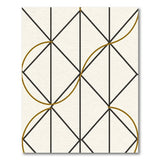 Modern Black Diamond Grid Rug with Gold Swirls