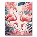 Pink Flamingo Flock Palm Leaf Area Rug