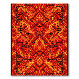 Red Fiery Red Geometric Modern Area Rug
