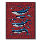 Majestic Blue Whales Persian Area Rug