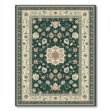 Green Teal Persian Floral Medallion Area Rug