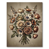 Vintage Beige Rose Anemone Bouquet Rug