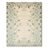 Vintage Green Butterfly Beetle Leaf Beige Area Rug