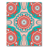 Coral Teal Mandala Boho Area Rug