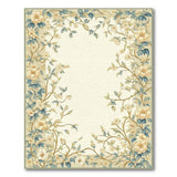 Vintage Floral Border Area Rug in Cream Teal