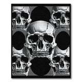 Distressed Skull Pattern Black White Area Rug