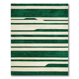 Bold Green and Cream Horizontal Stripe Area Rug