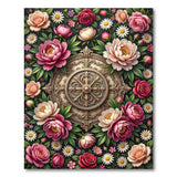Ornate Pink Peony Medallion Floral Rug