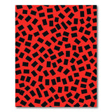 Bold Black Rectangles on Vibrant Red Area Rug