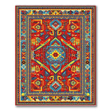 Vibrant Red Multi-Color Geometric Tribal Area Rug