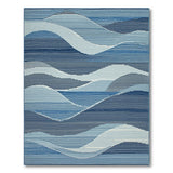 Geometric Modern Blue Wave Geometric Modern Area Rug
