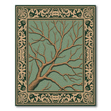 Ornate Bare Tree Branch Green Area Rug