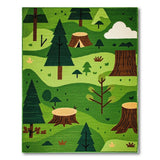 Whimsical Green Forest Kids Area Rug
