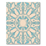 Teal Floral Scroll Vintage Area Rug