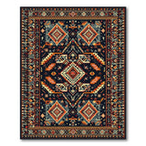 Southwestern Geometric Tribal Area Rug Black Orange Teal