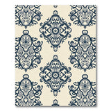 Navy Damask Floral Area Rug