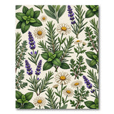 Botanical Herbs Area Rug - Mint Rosemary Lavender Daisies