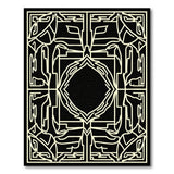 Intricate Black White Geometric Line Art Rug