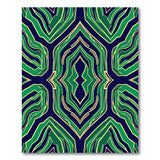 ODIKA Emerald Green Abstract Geometric Washable Rug - Low Pile Non-Slip Machine Washable Area Rug