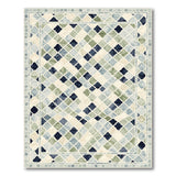 Blue Teal Geometric Diamond Area Rug