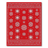 Red Snowflake Tribal Border Area Rug