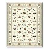 Paw Prints Dog Bones Beige Area Rug