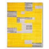 Vibrant Yellow Grey Geometric Abstract Area Rug