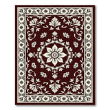 Burgundy Cream Floral Medallion Persian Rug