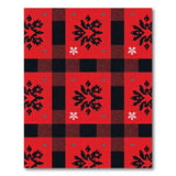Festive Red Black Buffalo Plaid Snowflake Area Rug