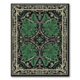 Ornate Green Leaf Floral Area Rug