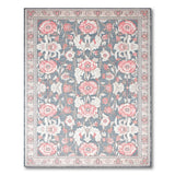 Grey Blush Pink Peony Floral Area Rug