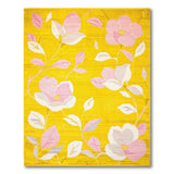 Vibrant Yellow Magnolia Floral Area Rug