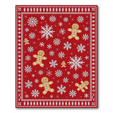 ODIKA Washable Red Christmas Rug - Gingerbread & Snowflake Low Pile Non-Slip Area Rug