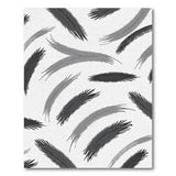 Black White Abstract Feather Brushstroke Rug
