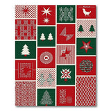 Festive Red Green Geometric Holiday Patchwork Rug