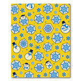 Festive Yellow Snowmen Snowflake Kids Rug