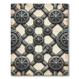 Industrial Gear Lattice Distressed Rug
