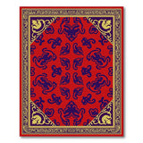 Ornate Red Persian Rug with Navy Paisley Gold Border