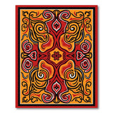 Fiery Orange Red Tribal Swirl Area Rug