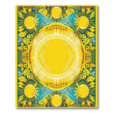 Vibrant Central Sun with Fish Motif Area Rug