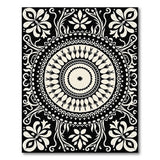 Traditional Persian Intricate Black White Persian Mandala Rug