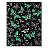 Teal Butterfly Line Art Area Rug