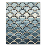 Teal Blue Arched Wave Geometric Rug