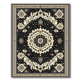 Ornate Black Gold Mandala Persian Area Rug